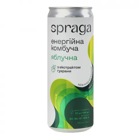 Напій б/алк. Spraga 0,33 л з/б Енергійна комбуча яблучна