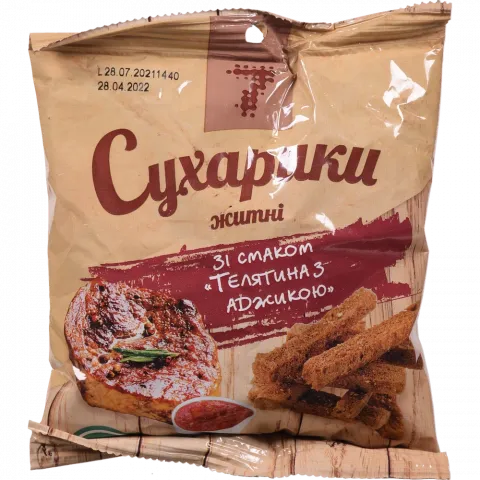 Сухарі 7` житні 90 г зі смаком телятини з аджикою`