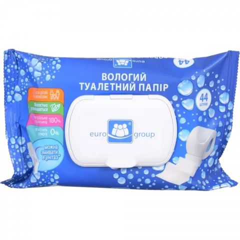 Туал. папір Єврогруп 44 шт. вологий з клапаном