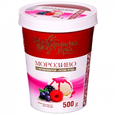 Морозиво Українська зірка 500 г відро з наповнювачем Лісова ягода