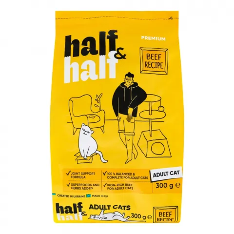 Корм д/котів HalfHalf 300 г з яловичиною