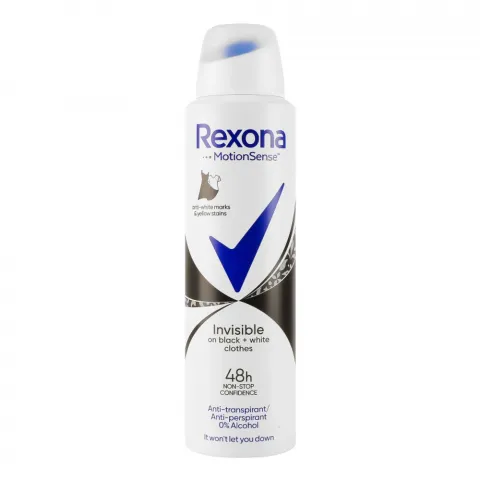 Дезодор Rexona 150 мл спрей Невидимий на чорн. та білому
