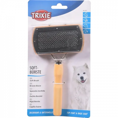Пуходерка Trixie д/собак дерев. ручка з кульками 10х18 см 2300