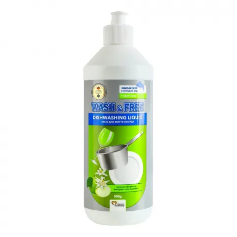 Засіб д/посуду Wash and Free 500 г Зелене яблуко та екстракт едельвейса