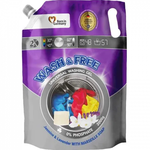 Гель д/прання Wash and Free 2000 г д/пак. Універсальний Жасмін та лаванда з марсельським милом
