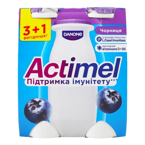 Актімель Чорниця 4х100 г кисломол. продукт