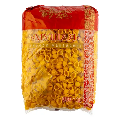 Макарони Українська зірка 800 г Мушля