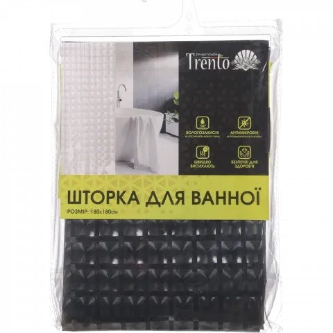 Trento Шторка для ванної 3D 180x180 см сірий 57167