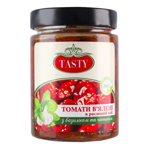 Конс Томати Tasty 294 г в`ял. в/о з базиліком та часником