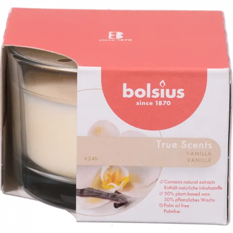Свіча Bolsius в скл. аром. 63/90 True Scents Ваніль, 24 год., арт. 101926170475