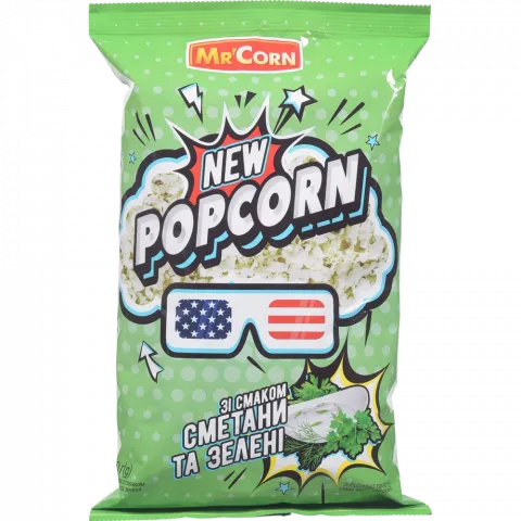 Попкорн Mr`Corn 70 г зі смаком сметани та зелені