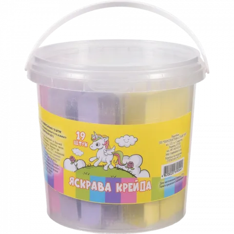 Крейда шкільна кольорова Максі 19 шт. 19х19х100 мм пластикова банка iTEM10019C19 44403