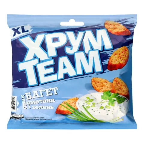 Сухарі ХрумTeam Багет 100 г зі смак. сметани та зелені