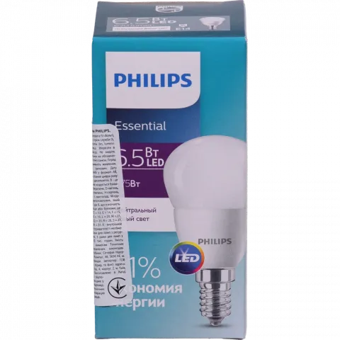 Лампа LED Philips куля біла 6,5 Вт E14