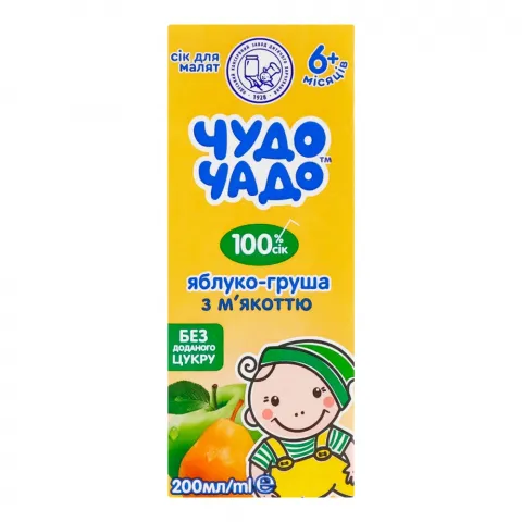Сік Чудо-Чадо 200 мл яблучно-грушевий з м`якоттю та цукром slim