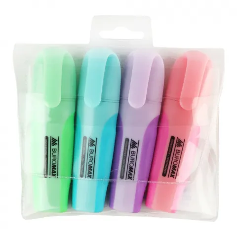 Набір текст-маркерів BuroMax 4 шт. Pastel з гум. вставками BM.8905-94
