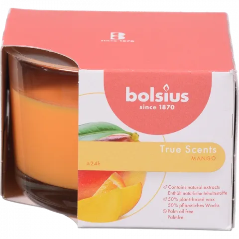 Свіча Bolsius в скл. аром. 63/90 True Scents манго, 24 год., арт. 101926170410