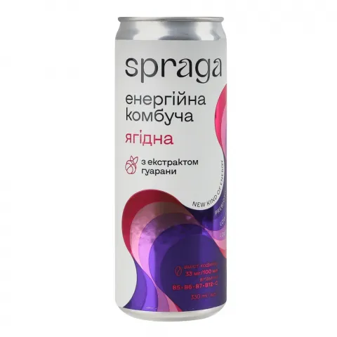 Напій б/алк. Spraga 0,33 л з/б Енергійна комбуча ягідна