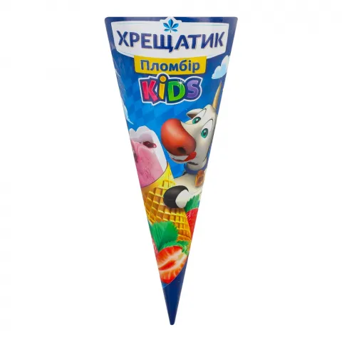 Морозиво Хрещатик 80 г ріжок Kids Полуниця-Ваніль