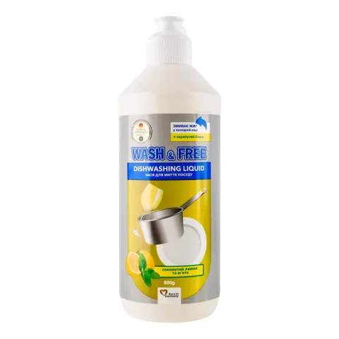 Засіб д/посуду Wash and Free 500 г Лимон та м`ята