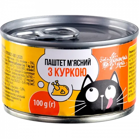 Корм д/котів Українська Зірка 100 г з/б Паштет мясний з куркою