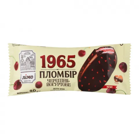 Морозиво Лімо 80 г ескімо Пломбір 1965 двошарове Черешня