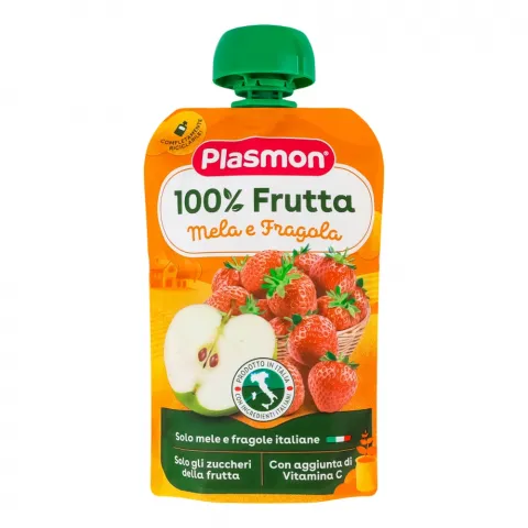 Пюре Plasmon 100 г Яблуко та полуниця з віт. С
