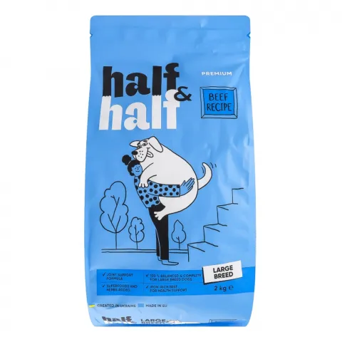 Корм д/собак HalfHalf 2 кг д/великих порід з яловичиною