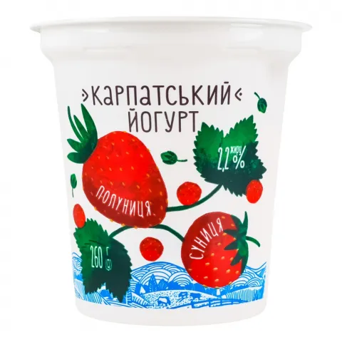Йогурт Галичина 2,2 260 г стак. Карпатський Полунийя-Суниця