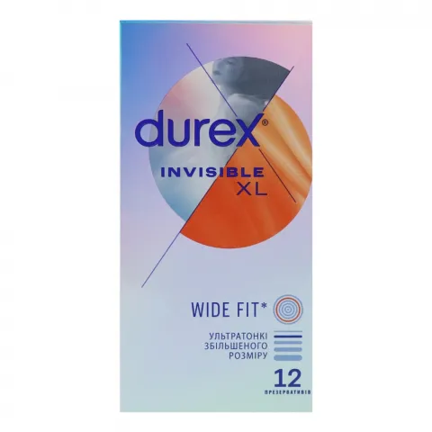 Презервативи Durex 12 шт. Invisible XL з силік. змазкою