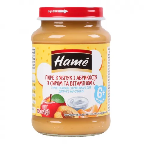 Пюре Hame 190 г Яблуко, абрикос з сиром