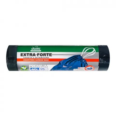 Пакет д/сміття Domi 40 л 15 шт. із затяж. 4156