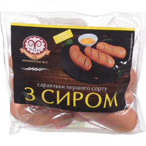 Сардельки Фарро з сиром 1 ґат. н/о ваг.