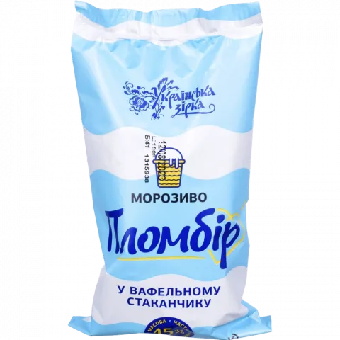 Морозиво Українська зірка 60 г у ваф. стак. Пломбір 15