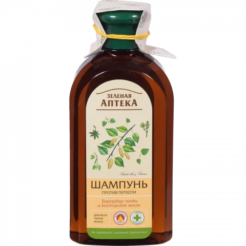 Шампунь Green Pharmacy 350 мл Берез. бруньки і кастор. олія проти лупи