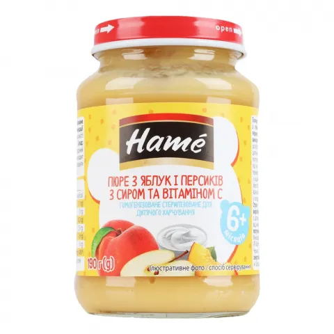 Пюре Hame 190 г Яблуко, персик з сиром