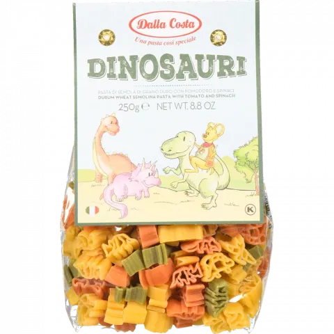 Макарони Dalla Costa 250 г Dinosauri з томатом і шпинатом