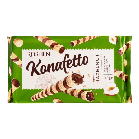 Трубочки ваф. Рошен 140 г Konafetto з горіховою начинкою