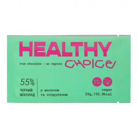 Шок Healthy Choice 25 г чорн. з малиною та спіруліною