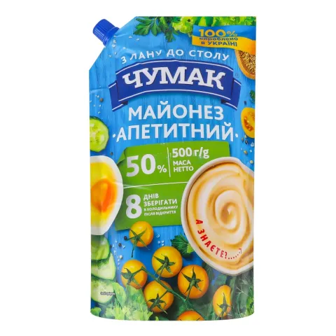 Майонез Чумак 500 г д/пак. Апетитний 50