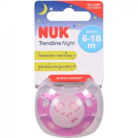 Пустушка Nuk Trendline Day and Night сил. р.2 д/дівч.