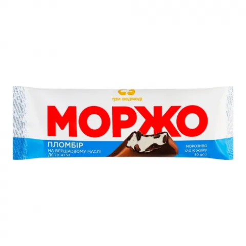 Морозиво Три ведмеді 80 г ескімо Моржо пломбір у глаз.
