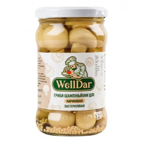 Гриби Шампіньйони WellDar 315 мл скл. мариновані