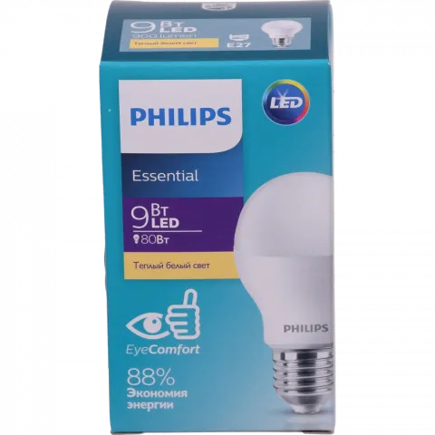 Лампа LED Philips звичайна жовта 9 Вт E27