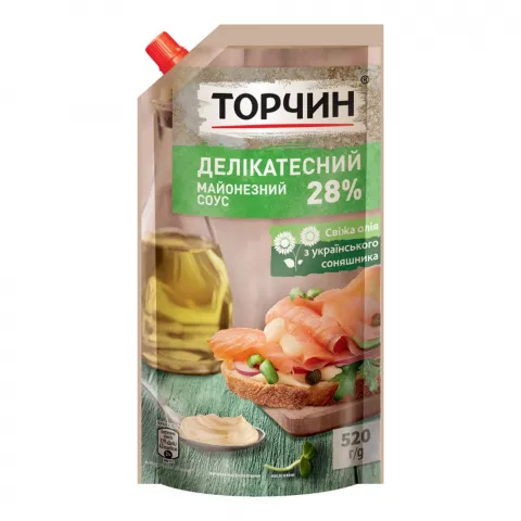 Майонезний соус Торчин 520 г д/пак. Делікатесний