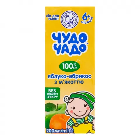 Сік Чудо-Чадо 200 мл яблучно-абрикосовий з м`якоттю