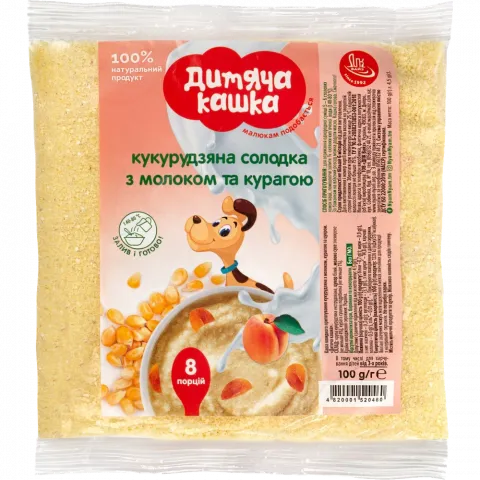 Каша Дитяча кашка 100 г кукурудз. мол. з курагою