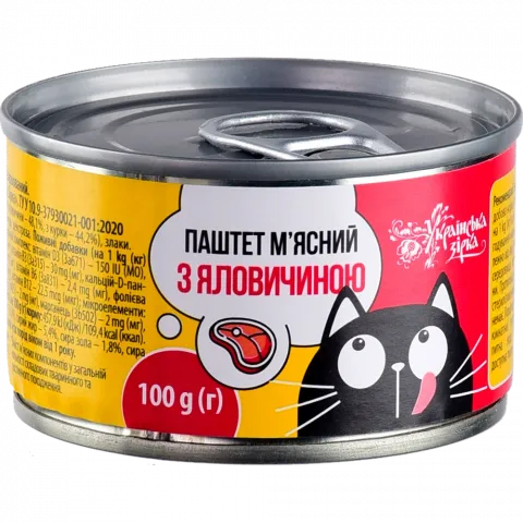 Корм д/котів Українська Зірка 100 г з/б Паштет мясний з яловичиною
