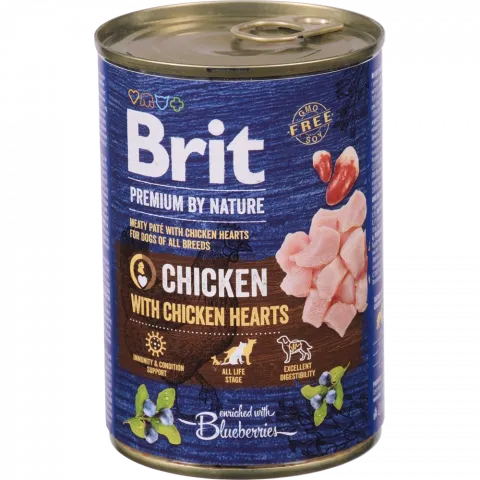 Корм д/собак Brit Premium by Nature 400 г з/б з куркою та курячим серцем