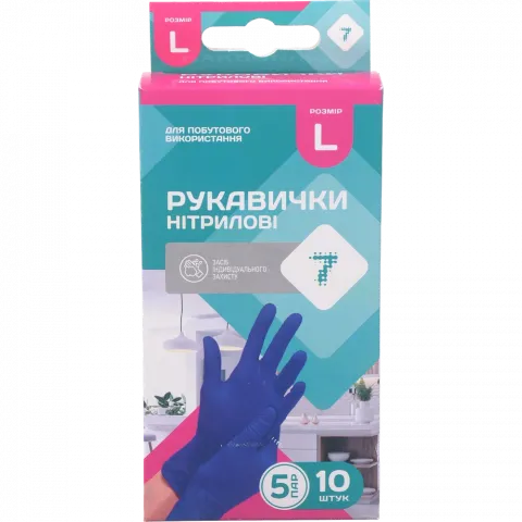 Рукавички нітрилові 7 10 шт. р. L